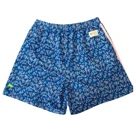 Adidas x KSENIASCHNAIDER Floral 3-Stripes Shorts Blue Pink Womens Medium - Picture 3 of 10